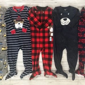 Set of 5 fleece footed boys pajamas